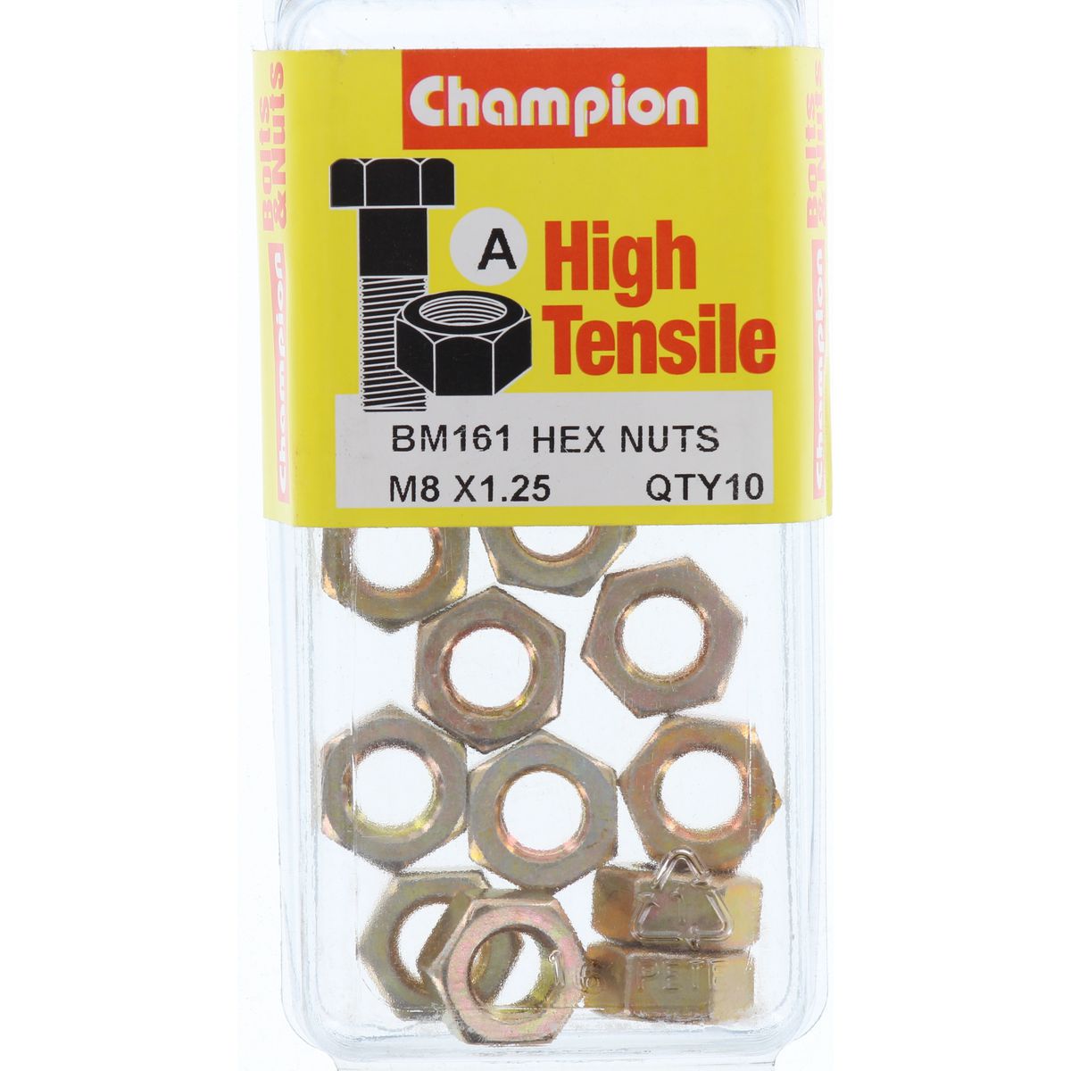 Champion Metric Hex Nuts 8 x .1.25 mm- BM161 Screws and Nuts Champion