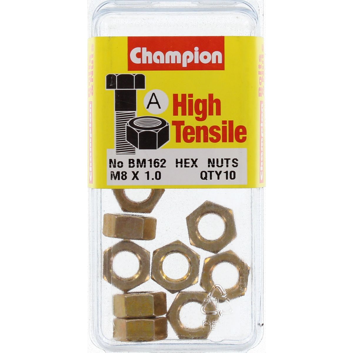 Champion Metric Hex Nuts 8 x .1.00 mm- BM162 Screws and Nuts Champion