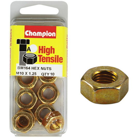 Champion Metric Hex Nuts 10 x .1.25 mm- BM164 Screws and Nuts Champion