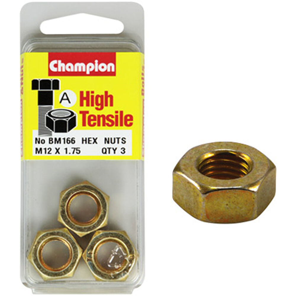 Champion Metric Hex Nuts 12 x .1.75 mm- BM166 Screws and Nuts Champion