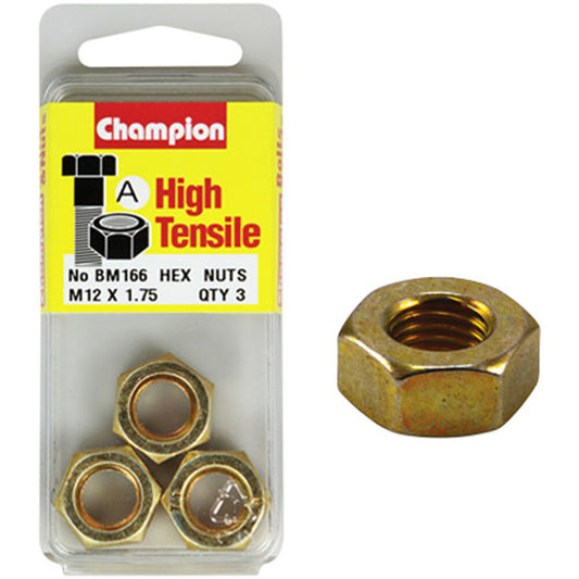 Champion Metric Hex Nuts 12 x .1.75 mm- BM166 Screws and Nuts Champion