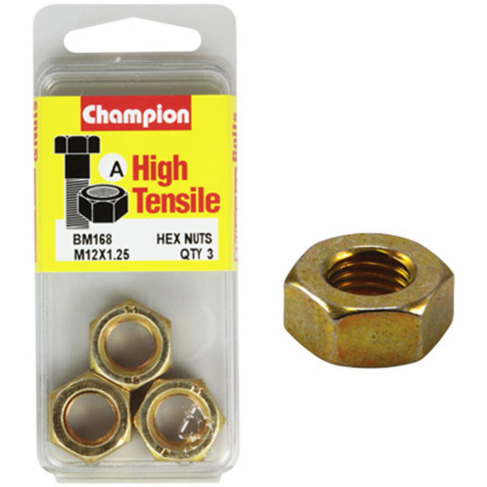 Champion Metric Hex Nuts 12 x .1.25 mm- BM168 Screws and Nuts Champion