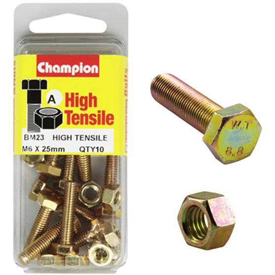 Champion Fully Threaded Set Screws and Nuts 6 x 25mm- BM23 Screws and Nuts Champion