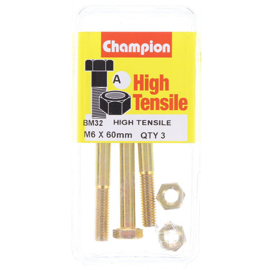 Champion Fully Threaded Set Screws and Nuts 6 x 60mm- BM32 Screws and Nuts Champion