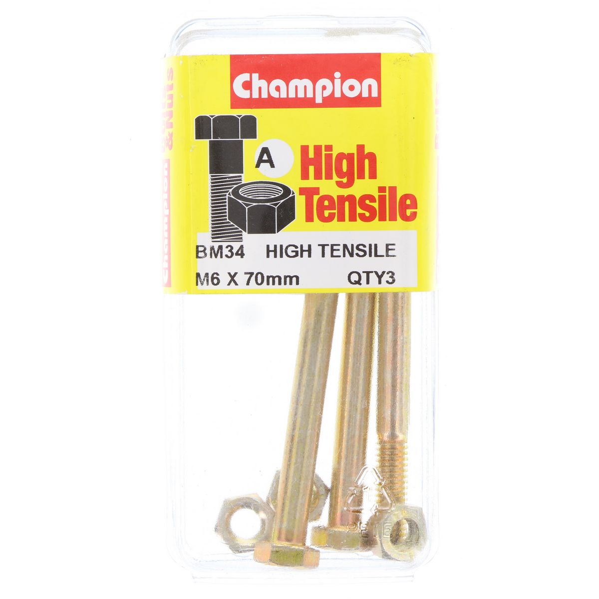 Champion Fully Threaded Set Screws and Nuts 6 x 70mm- BM34 Screws and Nuts Champion