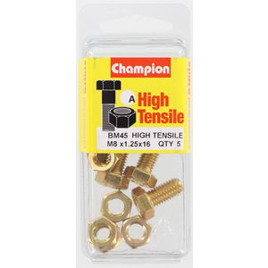 Champion Fully Threaded Set Screws and Nuts 8 x 16mm- BM45 Screws and Nuts Champion