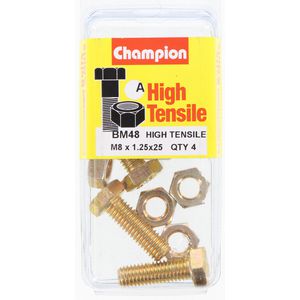 Champion Fully Threaded Set Screws and Nuts 8 x 25mm- BM48 Screws and Nuts Champion