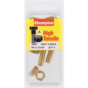 Champion Fully Threaded Set Screws and Nuts 8 x 30mm- BM51 Screws and Nuts Champion