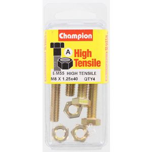 Champion Fully Threaded Set Screws and Nuts 8 x 40mm- BM55 Screws and Nuts Champion