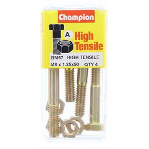 Champion Fully Threaded Set Screws and Nuts 8 x 50mm- BM57 Screws and Nuts Champion