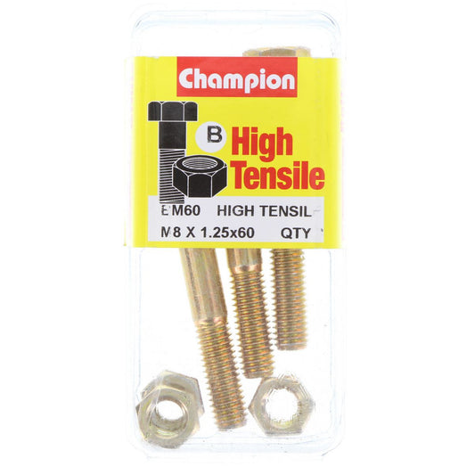 Champion Fully Threaded Set Screws and Nuts 8 x 60mm- BM60 Screws and Nuts Champion