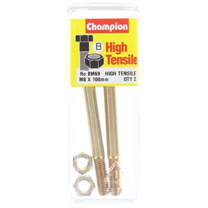 Champion Fully Threaded Set Screws and Nuts 8 x 100mm- BM69 Screws and Nuts Champion