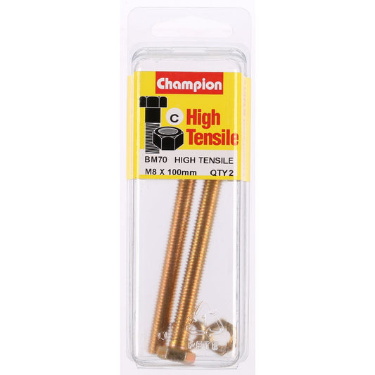 Champion Fully Threaded Set Screws and Nuts 8 x 100mm- BM70 Screws and Nuts Champion