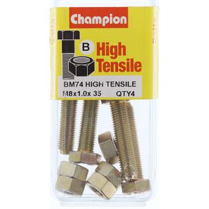 Champion Fully Threaded Set Screws and Nuts 8 x 35 x1.0 mm- BM74 Screws and Nuts Champion