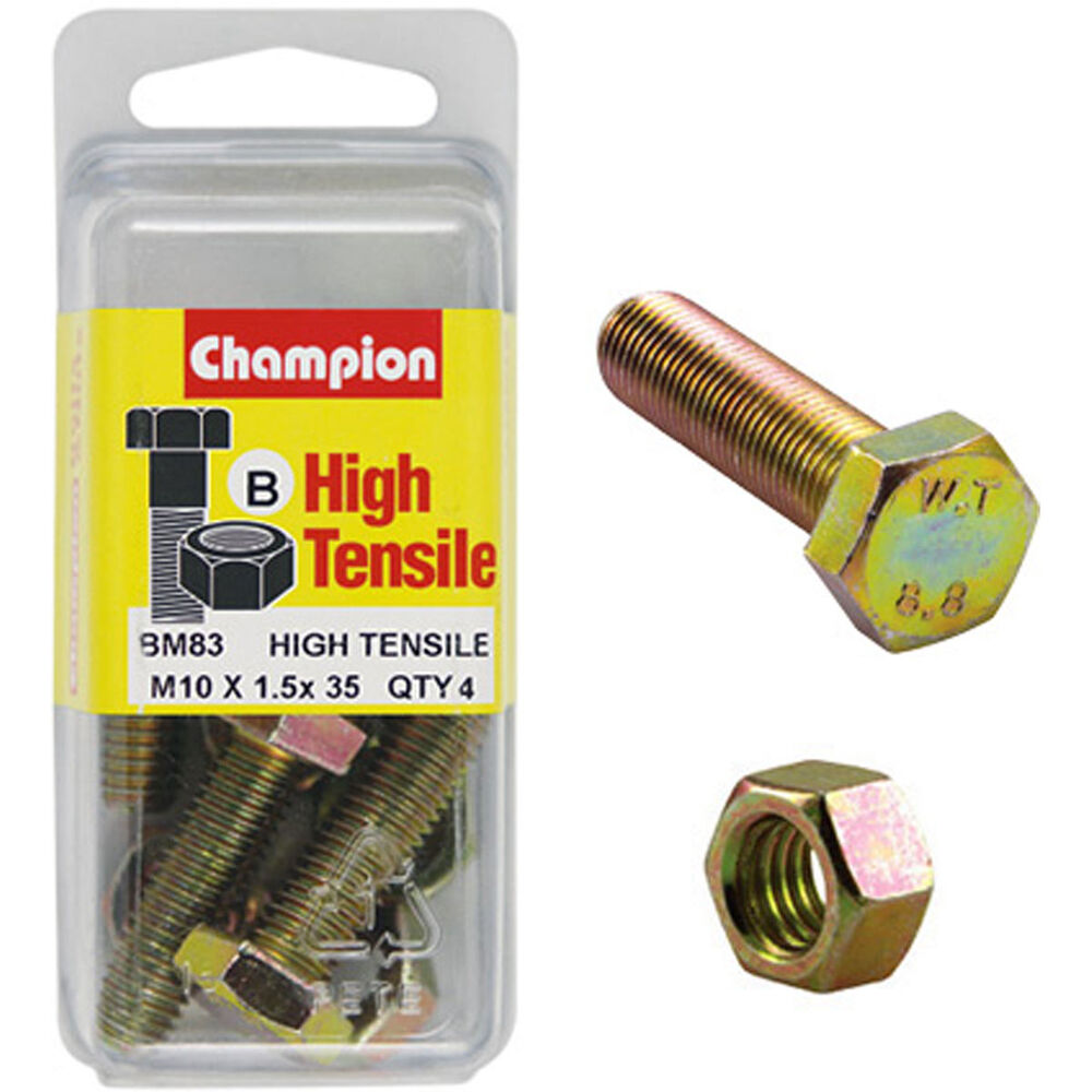 Champion Hex Set Screws and Nuts M10 x 35 mm- BM83 Screws and Nuts Champion