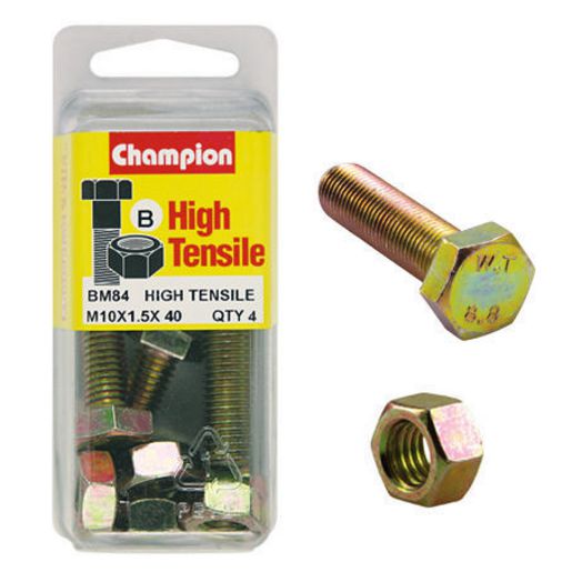 Champion Fully Threaded Set Screws and Nuts 10 x 40 mm- BM84 Screws and Nuts Champion