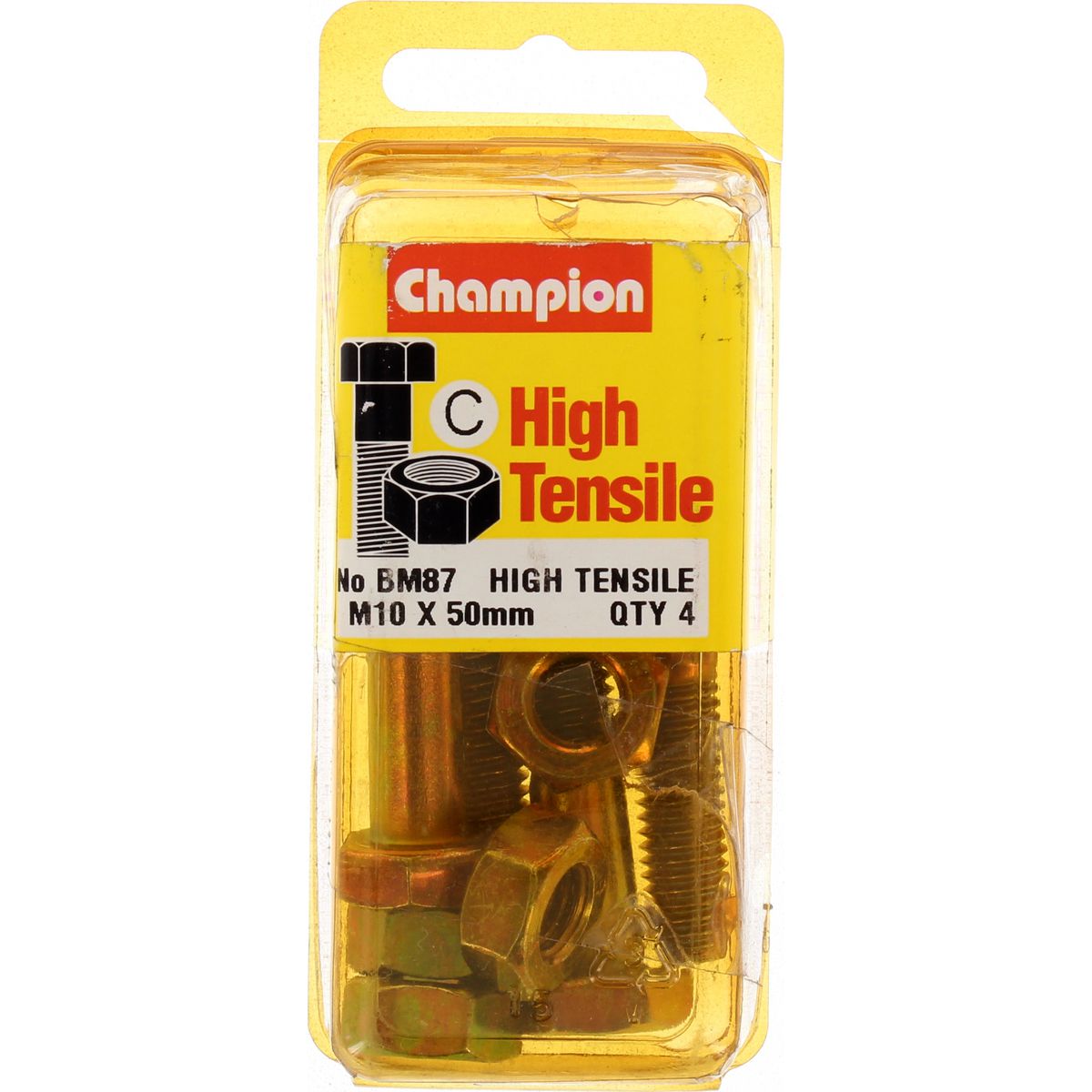 Champion Fully Threaded Set Screws and Nuts 10 x 50 mm- BM87 Screws and Nuts Champion