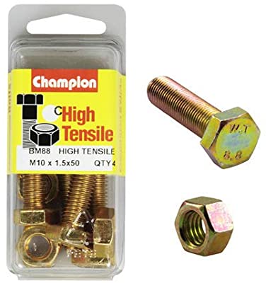 Champion Fully Threaded Set Screws and Nuts 10 x 50 mm- BM88 Screws and Nuts Champion