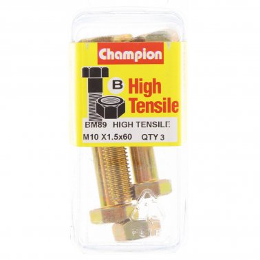 Champion Fully Threaded Set Screws and Nuts 10 x 60 mm- BM89 Screws and Nuts Champion