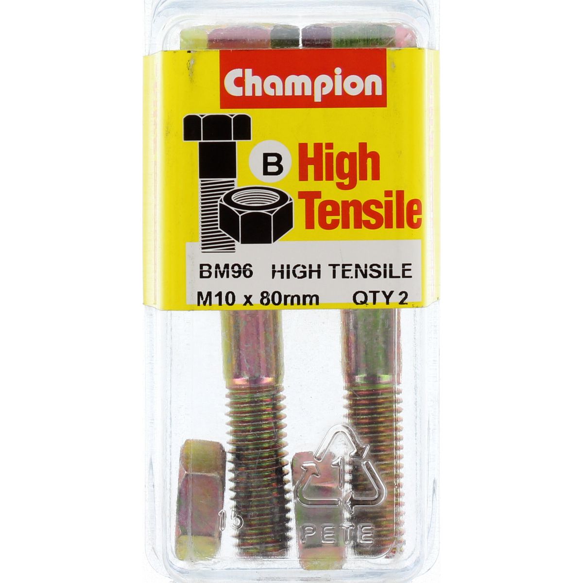 Champion Fully Threaded Set Screws and Nuts 10 x 80 mm- BM96 Screws and Nuts Champion