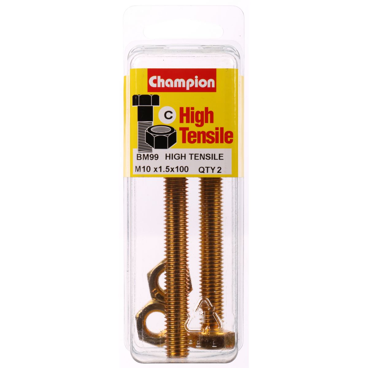 Champion Hex Set Screws and Nuts High Tensile M10 x 100 mm Grade 8.8 BM99 Screws and Nuts Champion