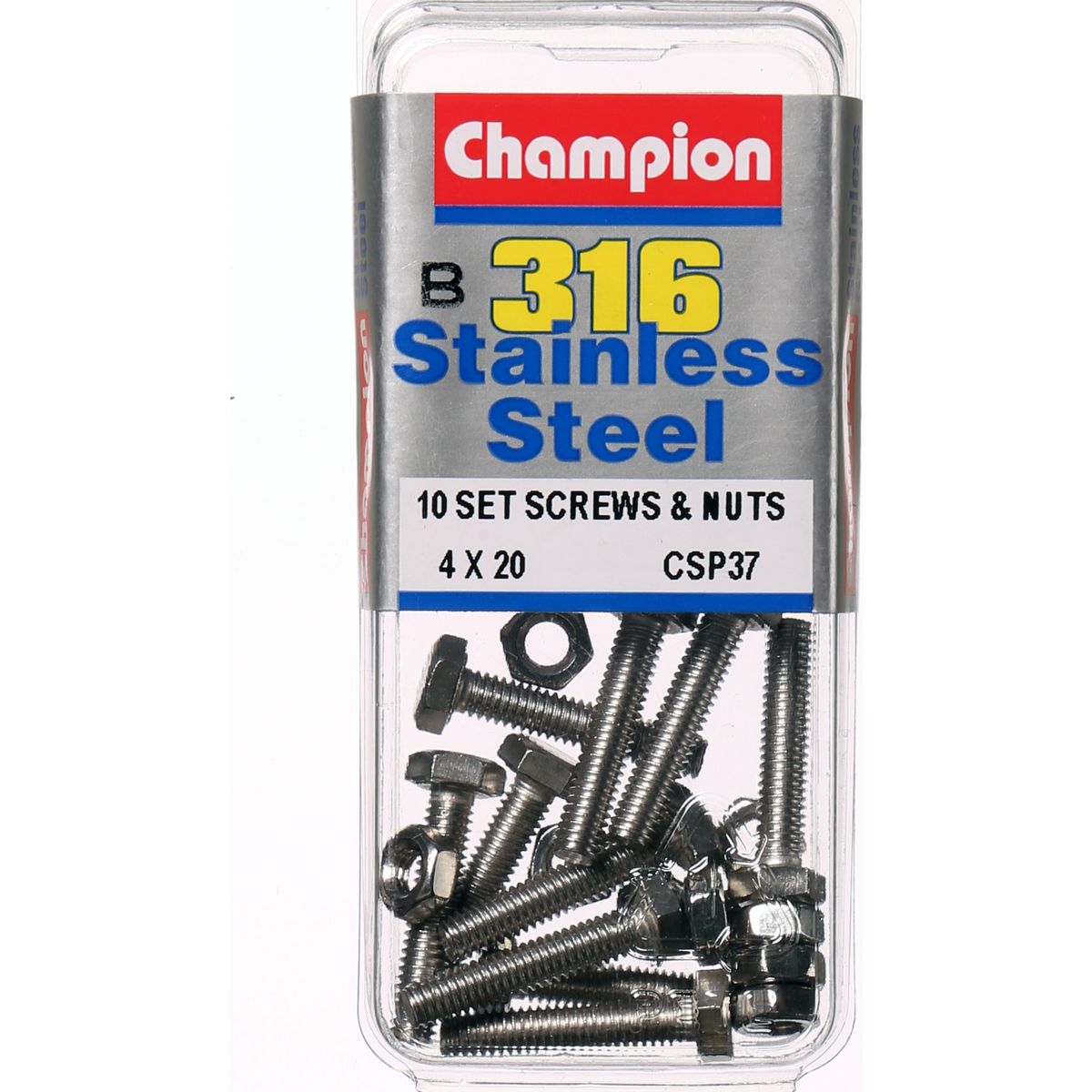 Champion Screws and Nut Set 4mm x 20mm CSP37 Screws and Nuts Champion