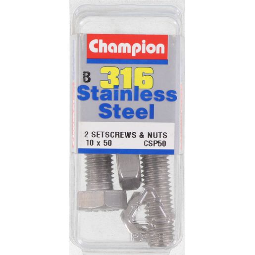 Champion Screws and Nut Set 10mm x 50mm CSP50 Screws and Nuts Champion