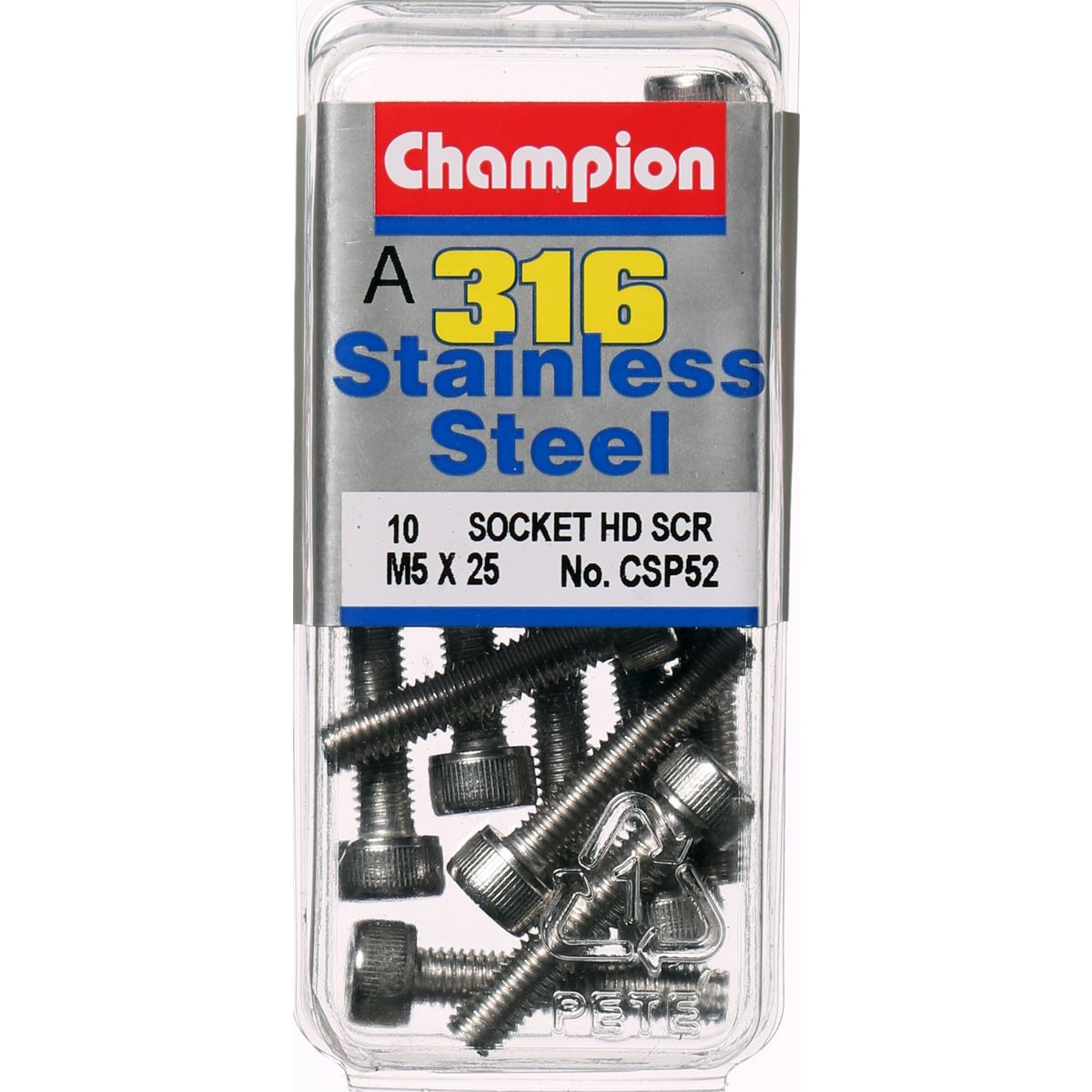 Champion Socket Head Screws 5mm x 25mm CSP52 Screws and Nuts Champion