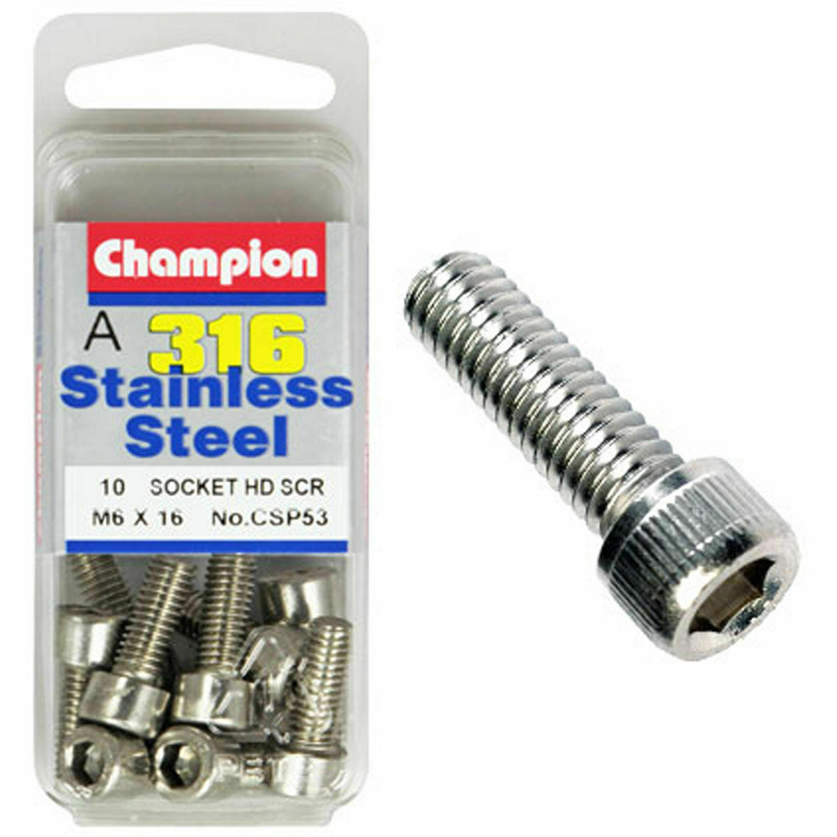 Champion Socket Head Screws 6mm x 16mm CSP53 Screws and Nuts Champion