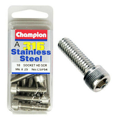 Champion Socket Head Screws 6mm x 25mm CSP54 Screws and Nuts Champion