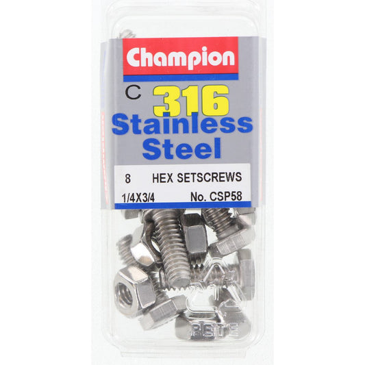 Champion Hex Screw Set - ¼ “ x ¾ “ CSP58 Screws and Nuts Champion