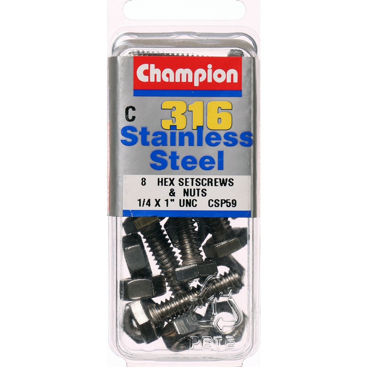 Champion Hex Screw Set - ¼ “ x 1 “ CSP59 Screws and Nuts Champion