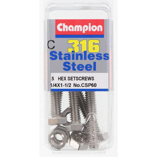 Champion Hex Screw Set - ¼ “ x1-1/2 “ CSP60 Screws and Nuts Champion