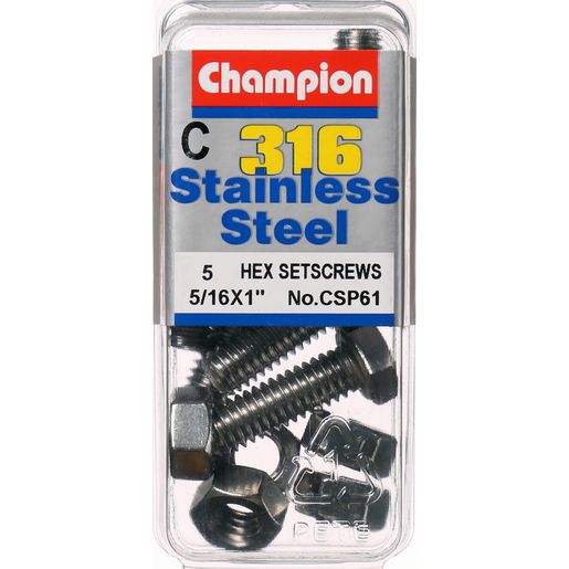 Champion Hex Screw Set – 5/16 “ x1 “ CSP61 Screws and Nuts Champion