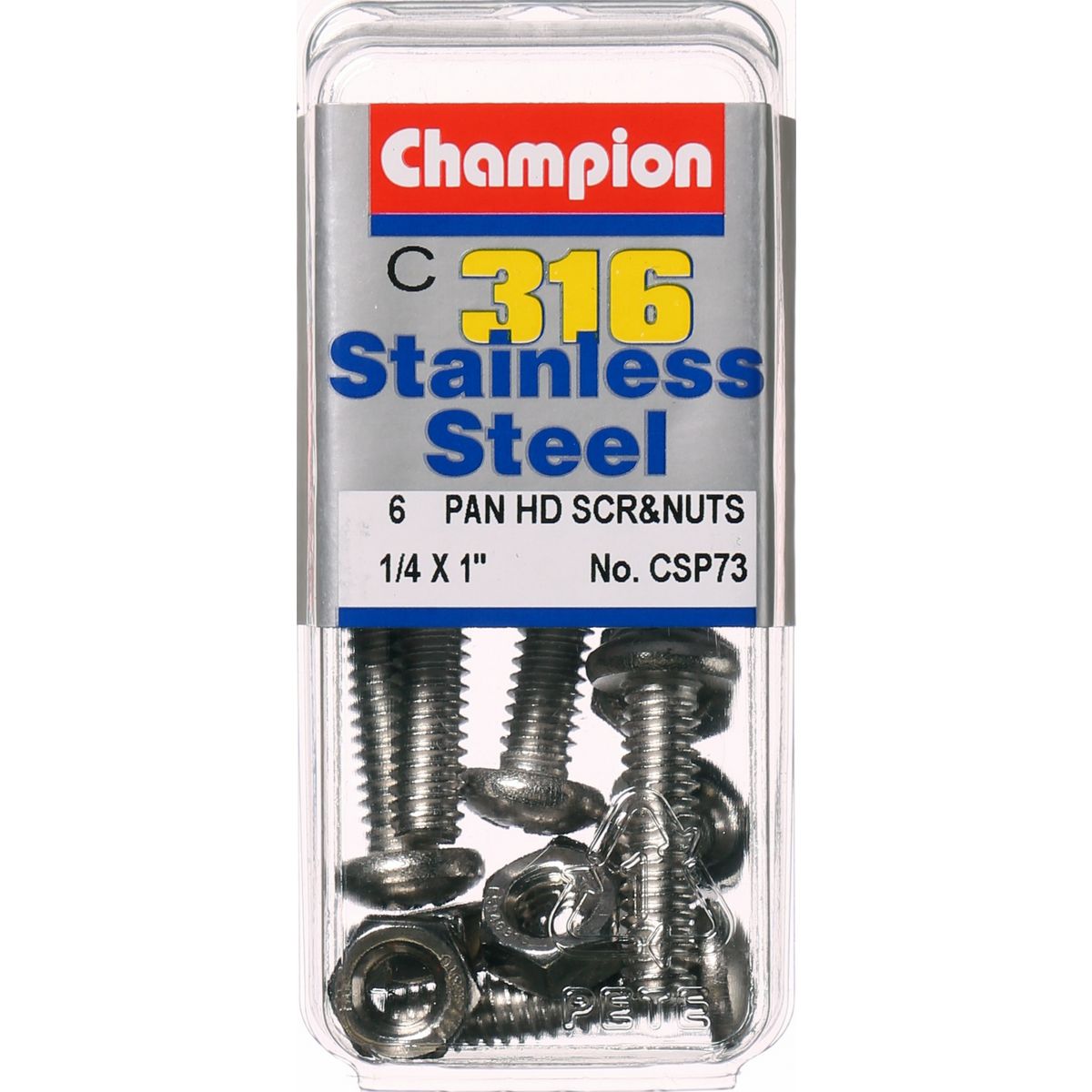 Champion Pan Head Screws and Nuts 1/4 “ x 1 “ CSP73 Screws and Nuts Champion