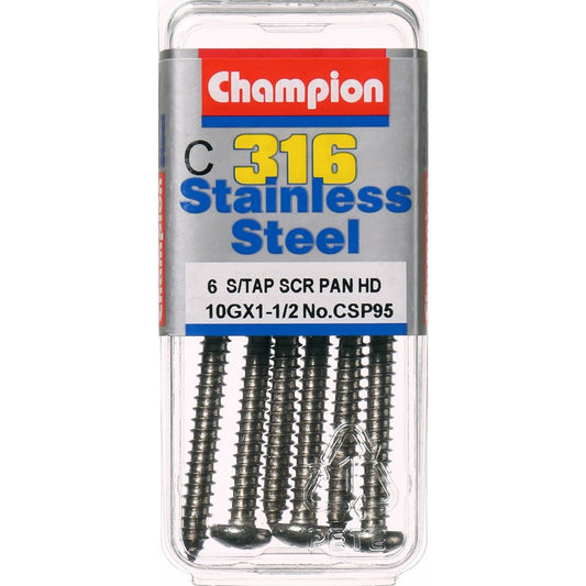 Champion Self Tapping Pan Head Screws 10G x 1-1/2 -CSP95 Screws and Nuts Champion