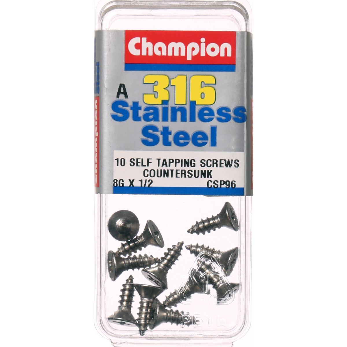 Champion Self Tapping CounterSunk Screws 8G x 1/2 -CSP96 Screws and Nuts Champion