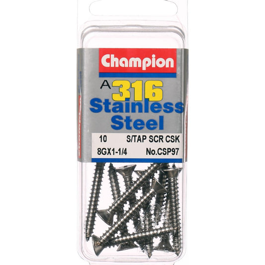 Champion Self Tapping CounterSunk Screws 8G x 1-1/4 -CSP97 Screws and Nuts Champion