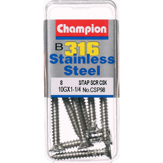 Champion Self Tapping CounterSunk Screws 10G x 1-1/4 -CSP98 Screws and Nuts Champion