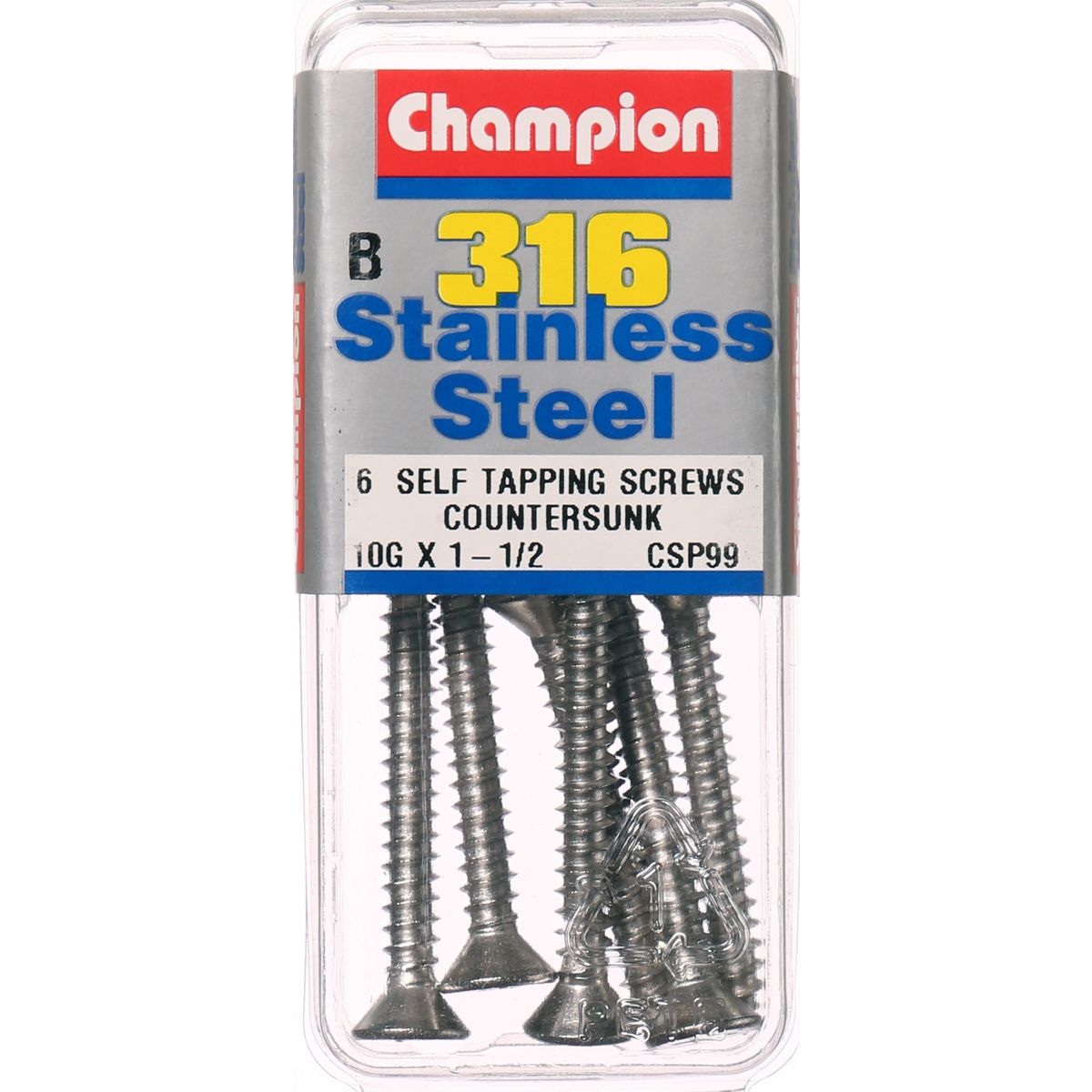 Champion Self Tapping CounterSunk Screws 10G x 1-1/2-CSP99 Screws and Nuts Champion