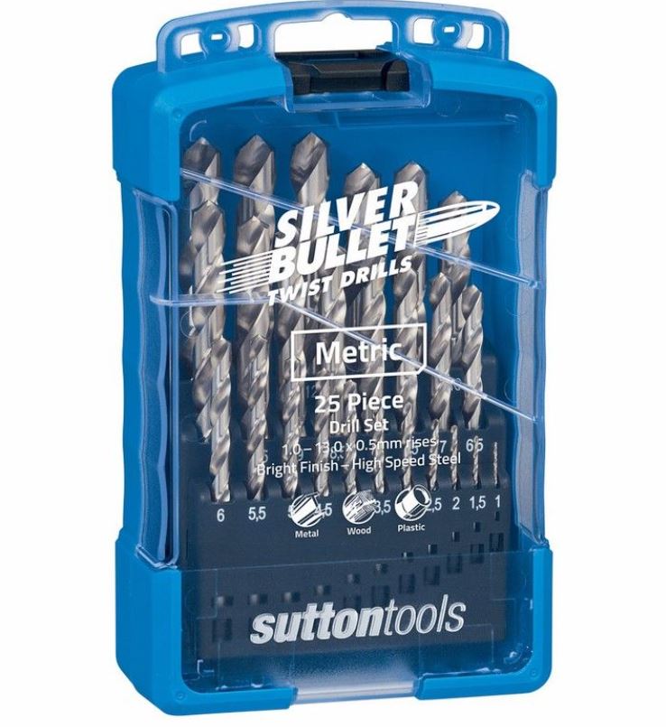 Sutton Silver Bullet Jobber Drill Set SM3 Bright 25 Piece Metric 13.0 x 0.5mm D101SM3 Drill Sets Sutton Tools