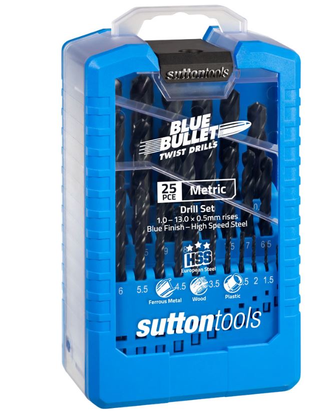 Sutton BLUE BULLET Twist Drill Bit Set Metric 25 PCS 1-13MM X 0.5MM D102SM3 Drill Bit Sutton Tools