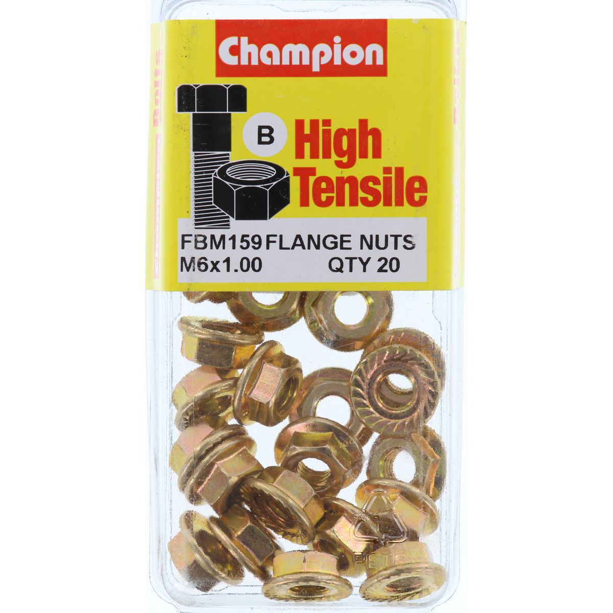 Champion Blister Flange Nuts M6 x 1.00mm-FBM159 Screws and Nuts Champion