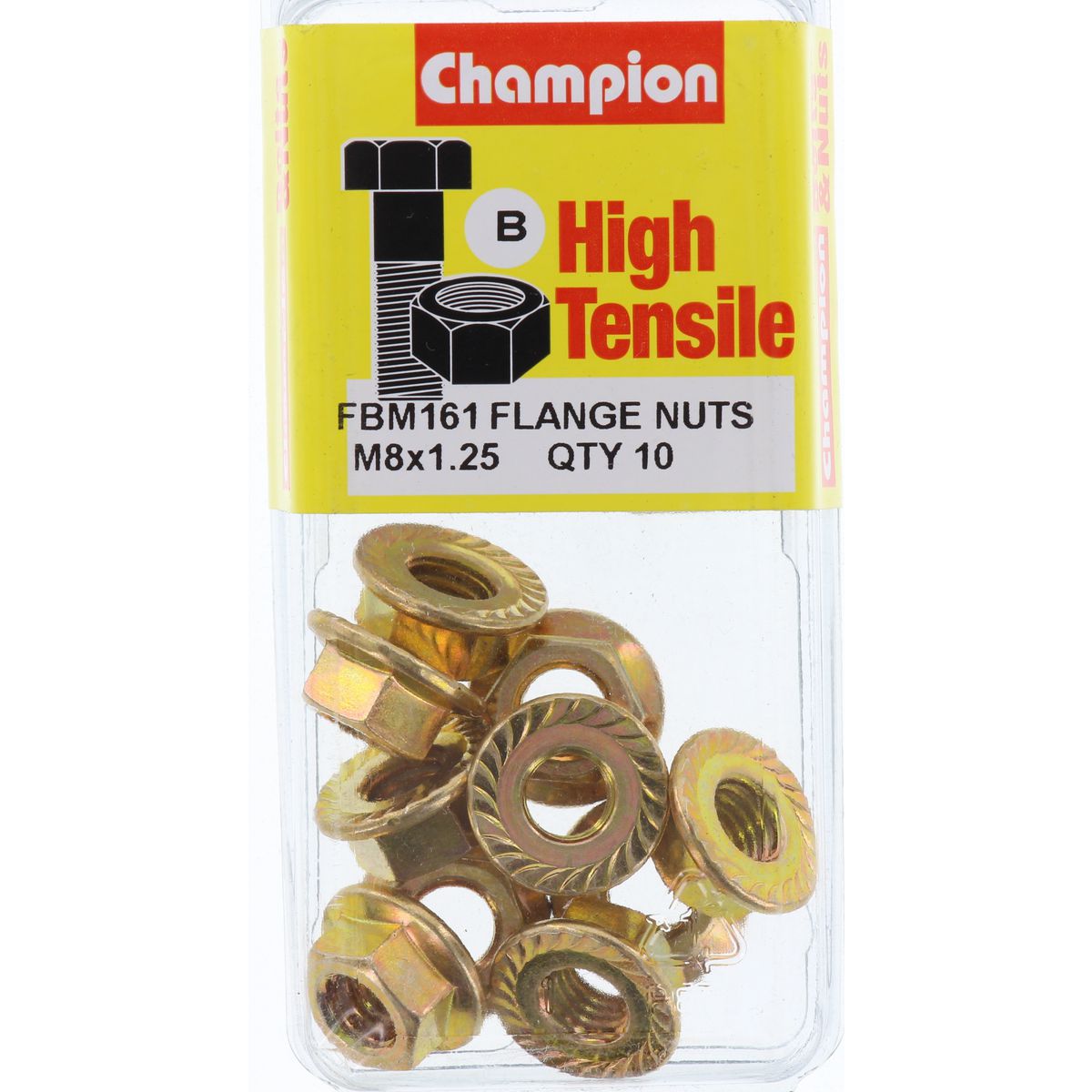 Champion Blister Flange Nuts M8 x 1.25mm-FBM161 Screws and Nuts Champion