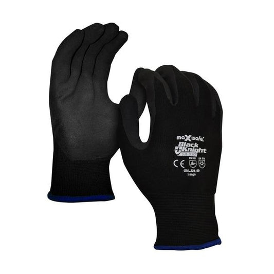 MAXISAFE Black Night Nylon Glove Nitrile Coated GNN192 Gloves Maxisafe Small