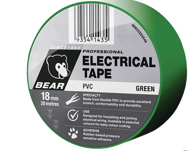 Bear Electrical Tape 504 18mm X 20m Assorted Colors 66623336457 tape Bear Green