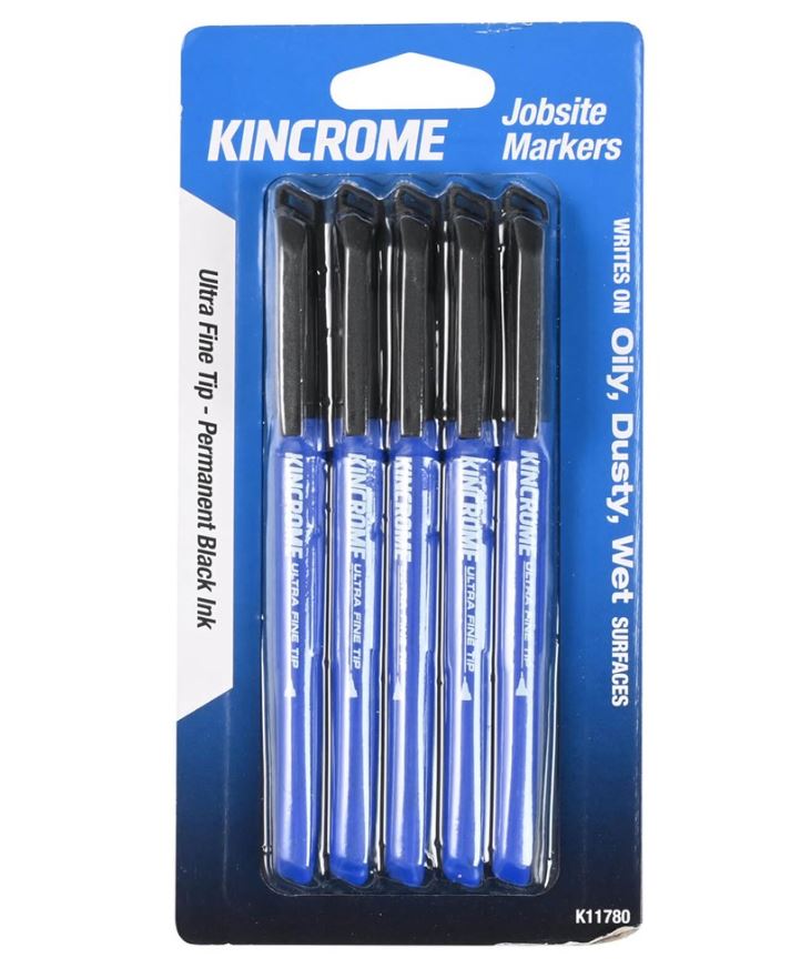 Kincrome Permanent Marker Ultra Fine Tip 5 Pack Black K11780 Marker Kincrome