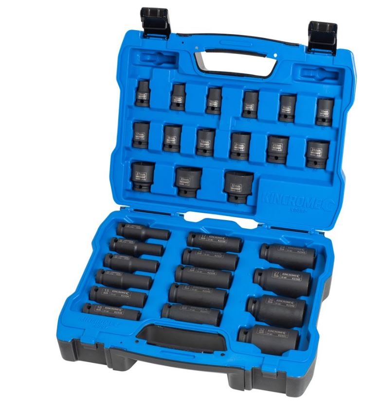 Kincrome Standard & Deep Impact Socket Set 30 Piece 1/2" Drive – Metric K2097 socket Kincrome