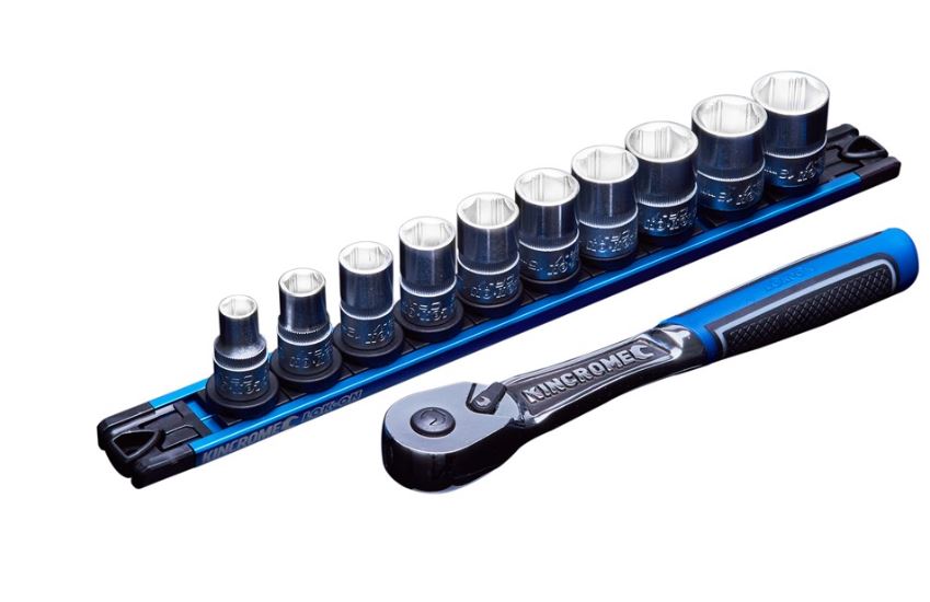 Kincrome LOK-ON Socket Set Twist-Lock Rail 11 Piece 3/8 Drive Metric K27042 socket Kincrome