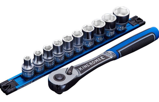 Kincrome LOK-ON Socket Set Twist-Lock Rail 11 Piece 1/2 Drive Metric K27044 socket Kincrome